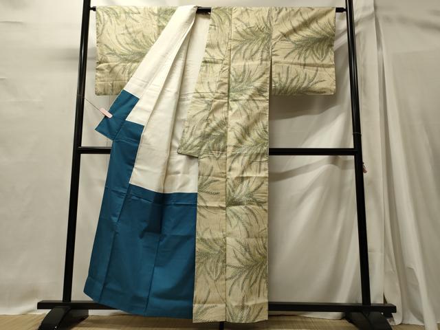 平和屋着物■上質な紬　草葉文　正絹　逸品　CABI1638oy