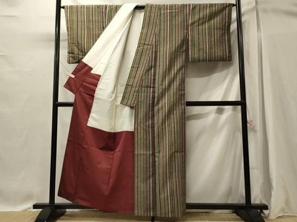 平和屋着物■上質な紬　縞　正絹　逸品　CABI1640oy