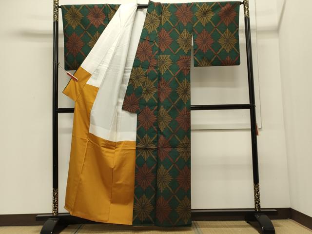 平和屋着物■上質な紬　菱菊文　正絹　逸品　CABI1646oy