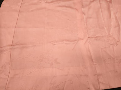 平和屋着物■長襦袢　無双仕立て　草花地紋　薄紅色　半衿刺繍　正絹　逸品　CABI1657oy