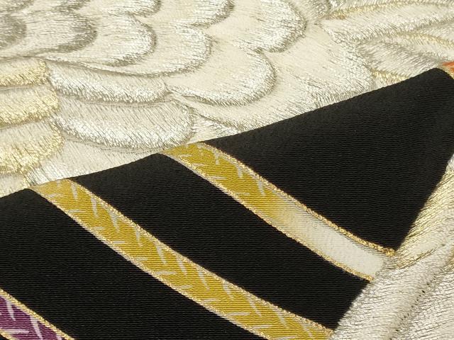 平和屋着物■豪華黒留袖　刺繍　組み紐飛鶴文　金彩　正絹　逸品　CABI1658oy