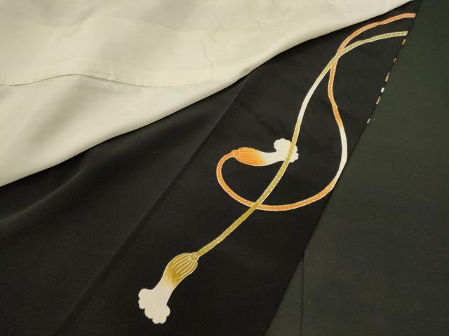 平和屋着物■豪華黒留袖　刺繍　組み紐飛鶴文　金彩　正絹　逸品　CABI1658oy