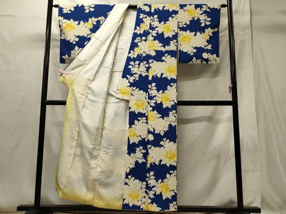 平和屋着物■上質な小紋　草花文　暈し染め　鬼しぼ縮緬　正絹　逸品　未使用　CABI1660oy