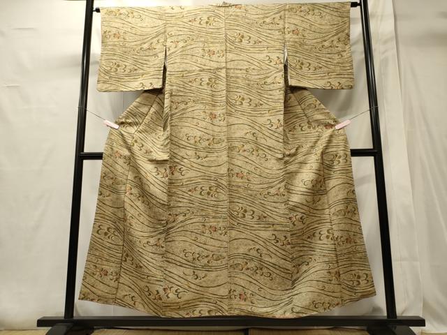 平和屋着物■上質な小紋　流線草花文　正絹　逸品　CABI1661oy