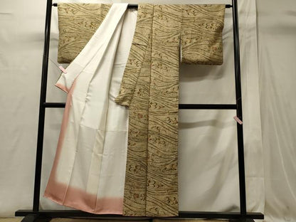平和屋着物■上質な小紋　流線草花文　正絹　逸品　CABI1661oy