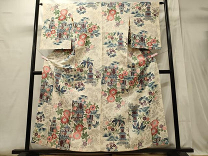 平和屋着物■上質な小紋　風景花文　金彩　正絹　逸品　CABI1662oy