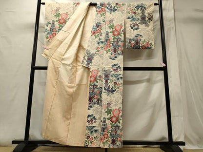 平和屋着物■上質な小紋　風景花文　金彩　正絹　逸品　CABI1662oy