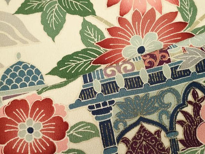 平和屋着物■上質な小紋　風景花文　金彩　正絹　逸品　CABI1662oy