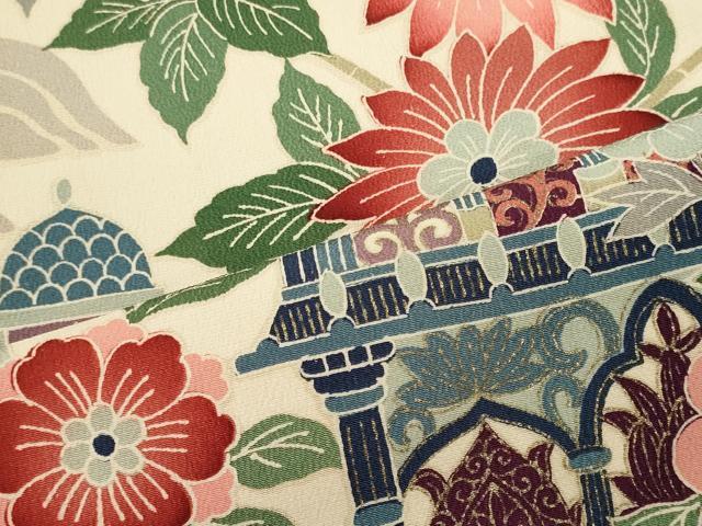 平和屋着物■上質な小紋　風景花文　金彩　正絹　逸品　CABI1662oy