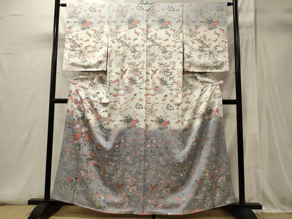 平和屋着物■訪問着　飛鳥草花文　暈し染め　金彩　正絹　逸品　未使用　CABI1685oy