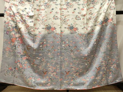 平和屋着物■訪問着　飛鳥草花文　暈し染め　金彩　正絹　逸品　未使用　CABI1685oy