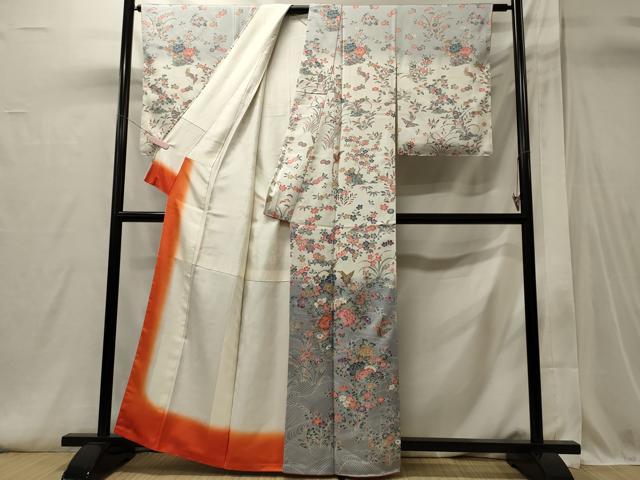 平和屋着物■訪問着　飛鳥草花文　暈し染め　金彩　正絹　逸品　未使用　CABI1685oy