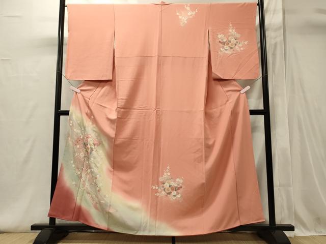 平和屋着物■訪問着　桧扇花文　暈し染め　金銀彩　正絹　逸品　CABI1687oy