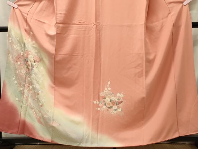 平和屋着物■訪問着　桧扇花文　暈し染め　金銀彩　正絹　逸品　CABI1687oy