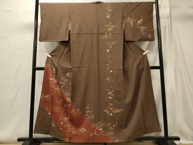 平和屋着物■訪問着　駒刺繍　冊子枝花文　金彩　正絹　逸品　CABI1697oy