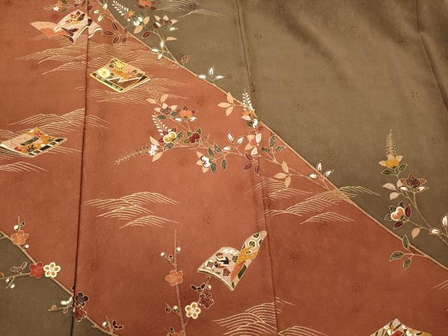 平和屋着物■訪問着　駒刺繍　冊子枝花文　金彩　正絹　逸品　CABI1697oy