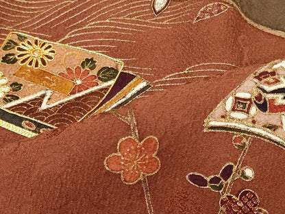 平和屋着物■訪問着　駒刺繍　冊子枝花文　金彩　正絹　逸品　CABI1697oy