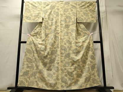 平和屋着物■上質な紬　草花文　正絹　逸品　CABI1701oy