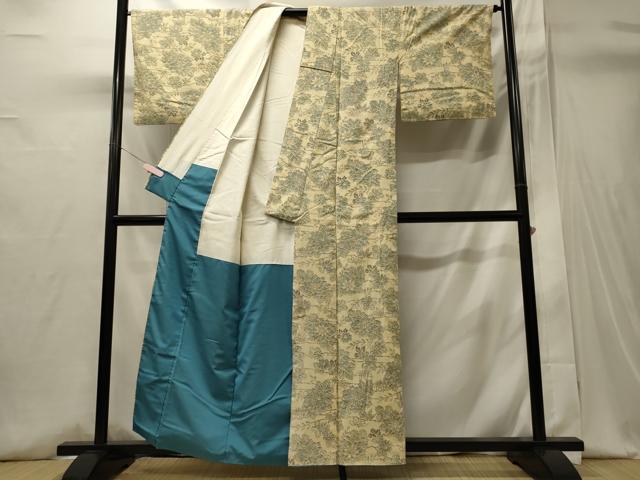 平和屋着物■上質な紬　草花文　正絹　逸品　CABI1701oy