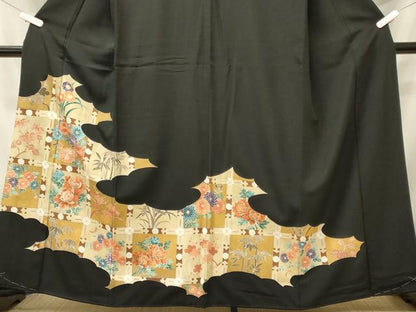 平和屋着物■豪華黒留袖　刺繍　雲取り草花文　金彩　正絹　逸品　未使用　CABI1704oy