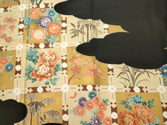 平和屋着物■豪華黒留袖　刺繍　雲取り草花文　金彩　正絹　逸品　未使用　CABI1704oy