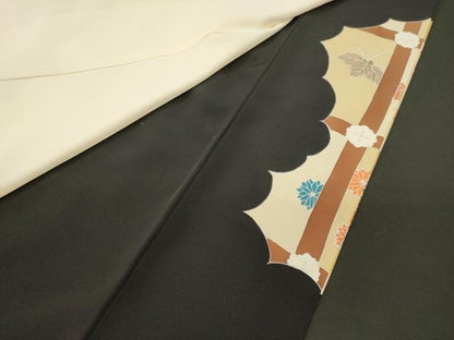 平和屋着物■豪華黒留袖　刺繍　雲取り草花文　金彩　正絹　逸品　未使用　CABI1704oy