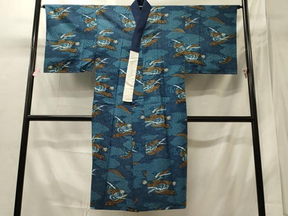 平和屋着物■男性　長襦袢　無双仕立て　立波雲取り文　龍　正絹　逸品　CABI1707oy