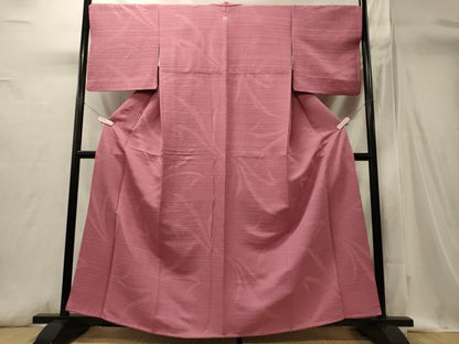 平和屋着物■上質な色無地　草葉地紋　薄紅梅色　正絹　逸品　CABI1713oy