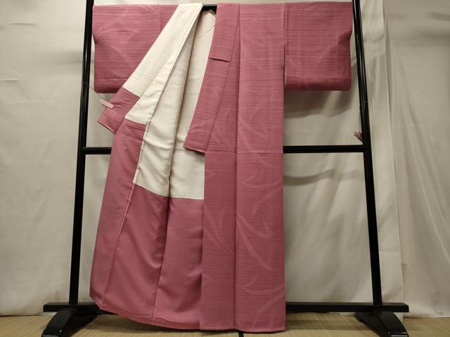 平和屋着物■上質な色無地　草葉地紋　薄紅梅色　正絹　逸品　CABI1713oy