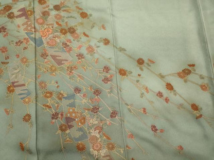 平和屋着物■訪問着　刺繍　短冊枝花文　金彩　正絹　逸品　CABI1714oy