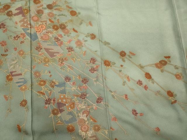 平和屋着物■訪問着　刺繍　短冊枝花文　金彩　正絹　逸品　CABI1714oy