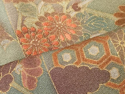 平和屋着物■訪問着　刺繍　短冊枝花文　金彩　正絹　逸品　CABI1714oy