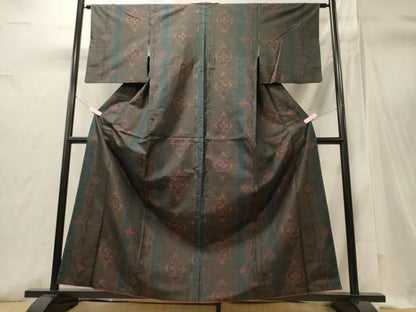 平和屋着物■本場大島紬　菱吉祥間道　正絹　逸品　CABI1717oy