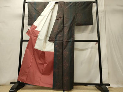 平和屋着物■本場大島紬　菱吉祥間道　正絹　逸品　CABI1717oy