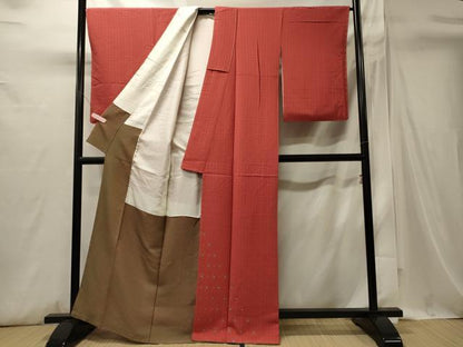 平和屋着物■訪問着　舞花文　格子柄　正絹　逸品　未使用　CABI1725oy