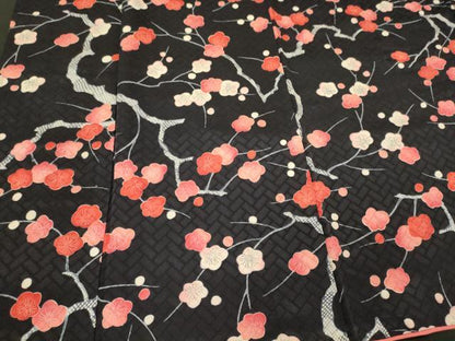 平和屋着物■上質な小紋　枝梅文　黒地　正絹　逸品　CABI1728oy