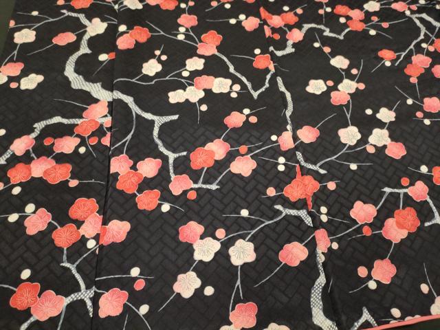 平和屋着物■上質な小紋　枝梅文　黒地　正絹　逸品　CABI1728oy