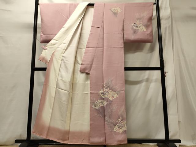 平和屋着物■訪問着　地紙風景草花文　暈し染め　正絹　逸品　CABI1731oy