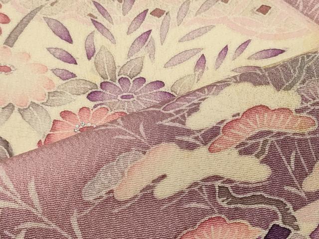平和屋着物■訪問着　地紙風景草花文　暈し染め　正絹　逸品　CABI1731oy