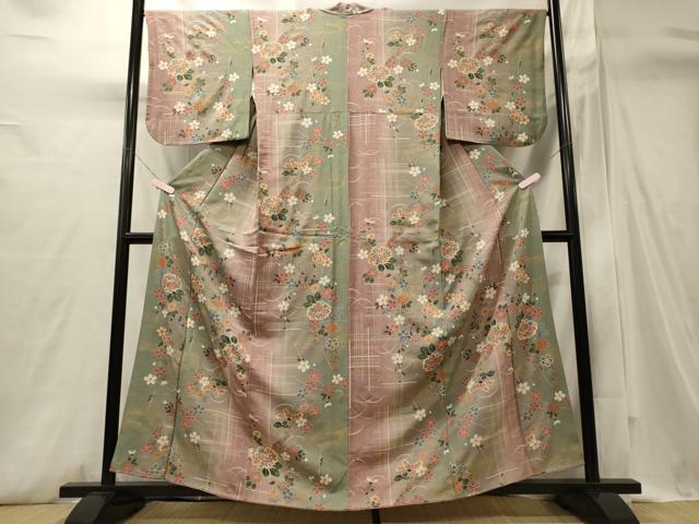 平和屋着物■上質な小紋　草花文　暈し染め　金彩　正絹　逸品　CABI1735oy