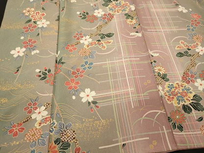 平和屋着物■上質な小紋　草花文　暈し染め　金彩　正絹　逸品　CABI1735oy