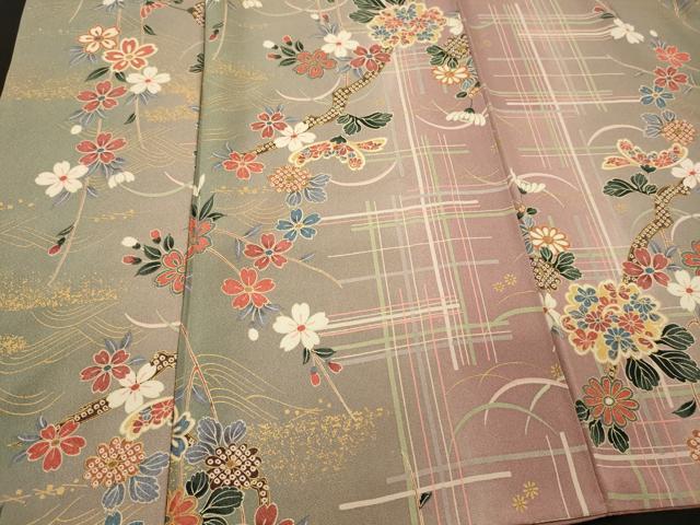 平和屋着物■上質な小紋　草花文　暈し染め　金彩　正絹　逸品　CABI1735oy