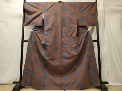 平和屋着物■上質な紬　格子柄　正絹　逸品　CABI1738oy