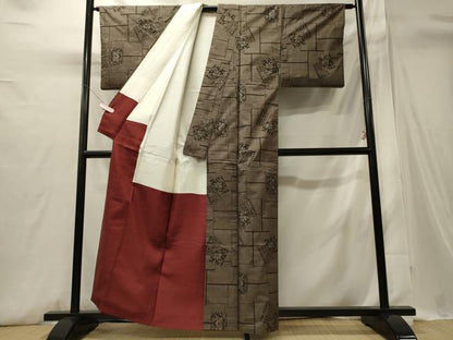 平和屋着物■本場大島紬　色紙草花文　正絹　逸品　CABI1739oy