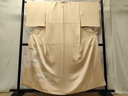 平和屋着物■訪問着　駒刺繍　御所車風景草花文　正絹　逸品　CABI1742oy