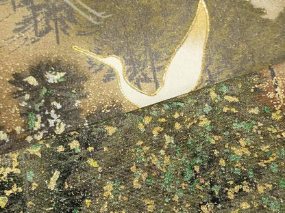 平和屋着物■豪華黒留袖　作家物　駒刺繍　樹林飛鶴文　暈し染め　金銀彩　正絹　逸品　CABI1746oy
