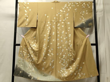 平和屋着物■訪問着　駒刺繍　枝垂れ桜文　暈し染め　金銀彩　正絹　逸品　CABI1748oy