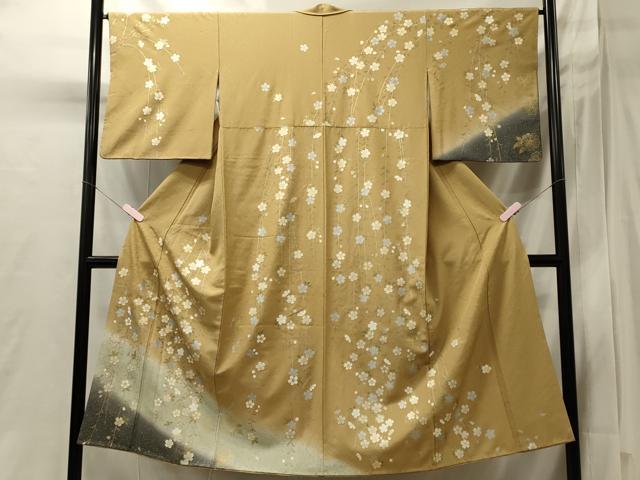 平和屋着物■訪問着　駒刺繍　枝垂れ桜文　暈し染め　金銀彩　正絹　逸品　CABI1748oy