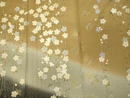 平和屋着物■訪問着　駒刺繍　枝垂れ桜文　暈し染め　金銀彩　正絹　逸品　CABI1748oy