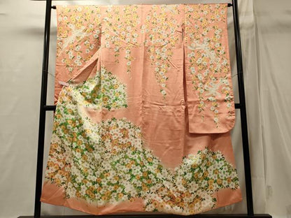 平和屋着物■豪華振袖　駒刺繍　草花文　暈し染め　金彩　正絹　逸品　CABI1752oy